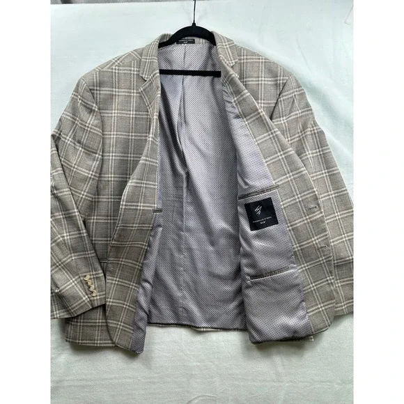 Shaquille Oneal Mens XLG Plaid Blazer Jacket Sport Coat Suit Separate Tan Gray - Picture 6 of 10